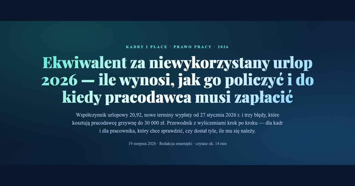 Ekwiwalent za niewykorzystany urlop 2026 — jak policzyć i kiedy wypłacić