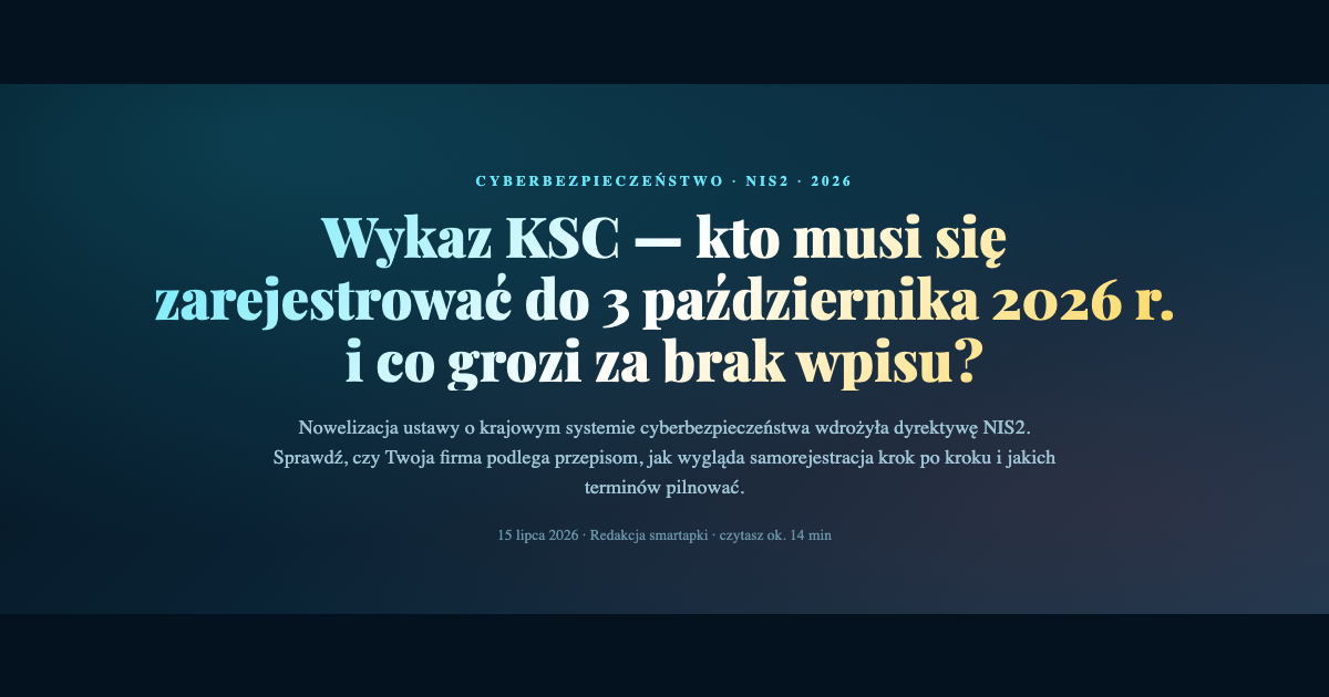 Wykaz KSC — rejestracja do 3 października 2026 (NIS2)